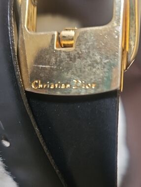 Dior Black Leather Belt with Gold Buckle